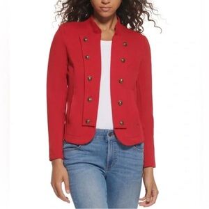 Tommy Hilfiger Women's Red Double-Breasted Blazer Band Jacket